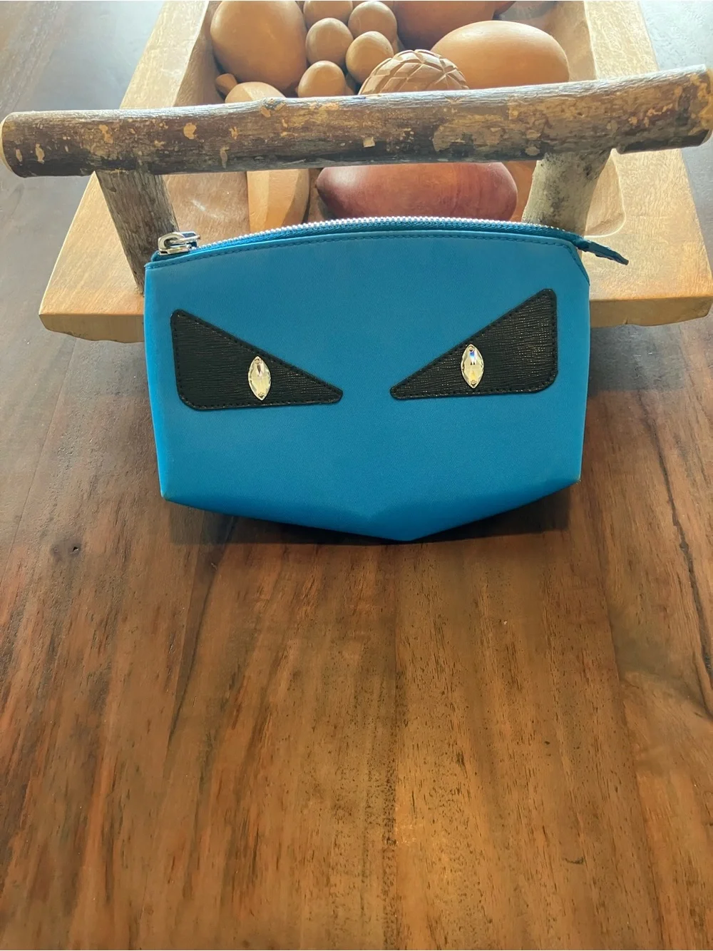 Fendi Bright Blue Eye-Appliqué Zip Cosmetic Pouch